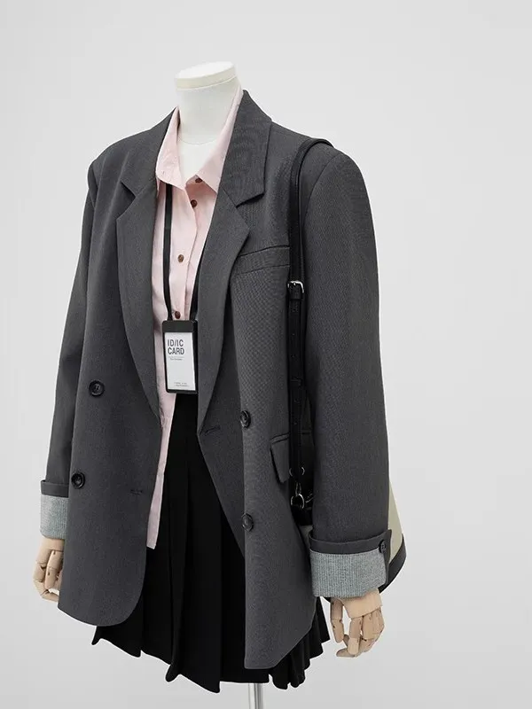 بليزرات طويلة امرأة ربع توالت منصات الكتف القمم المرأة خمر الألوان الصغيرة ملابس خارجية منقوشة الدعاوى طباعة منصة واحدة