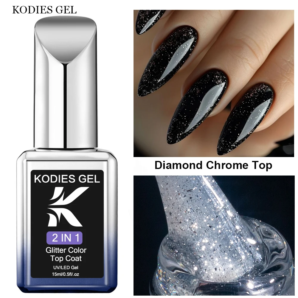 طلاء أظافر جل كودي ، معطف علوي لامع ، شبه دائم ، لامع بالأشعة فوق البنفسجية ، جل فضي علوي ، طلاء ، مانيكير ، فن الأظافر #1
