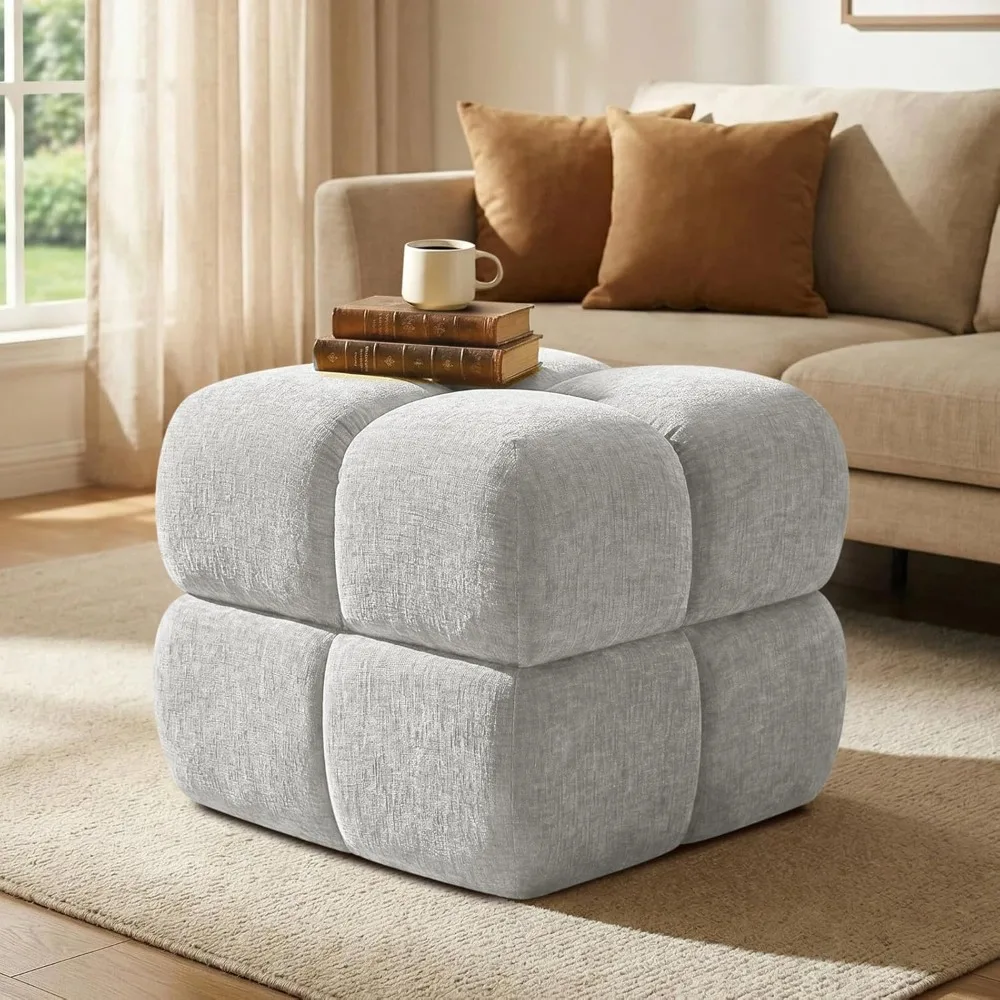 

Oversized Ottoman with Storage, Large Square Pouf Foot Stools Ottoman Lift-top Plush Upholstered Vanity Stool, Customized