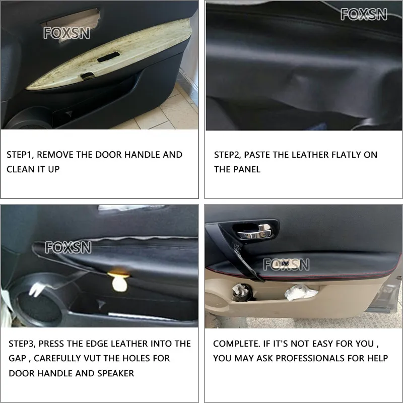 لنيسان قاشقاي J10 2007 2008 2009 2010 2011 2012 2013 2014 2015 سيارة الداخلية الباب مسند الذراع لوحة أغطية جلد الكسوة الأسود