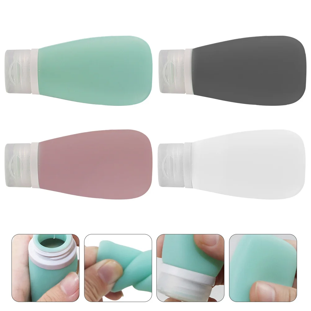 

4Pcs Portable Travel Makeup Bottle Silicone Material Lightweight Compact for Cosmetics Shampoo Lotion Containers
