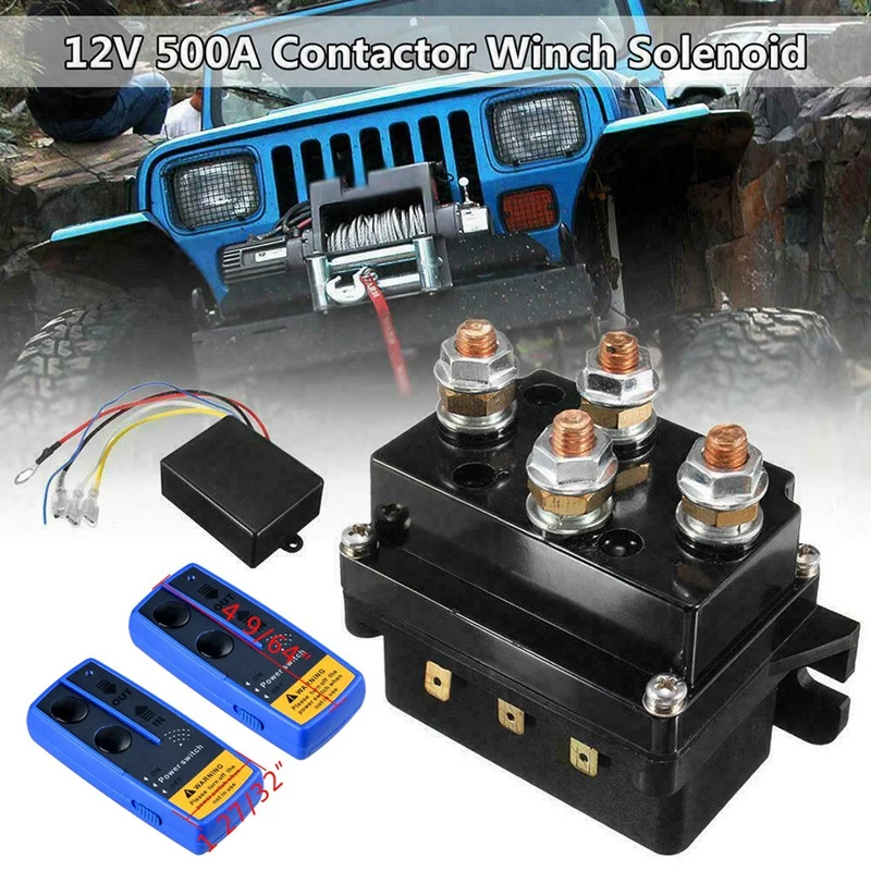 Universal 12V 500A Winch Remote Contactor Winch Control Solenoid Relay Twin Wireless Remote Recovery Car Accessories A