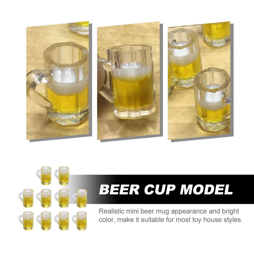 10 Pcs Key Chain Beer Mug Model Child Glasses Toy Resin Dollhouse Exquisite Mugs