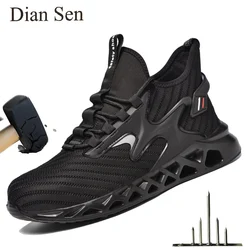 Diansen Steel Toe Work Safety Shoes For Men Wear Resistant Lightweight Sneakers Puncture-Proof Indestructible Womens Work Boots