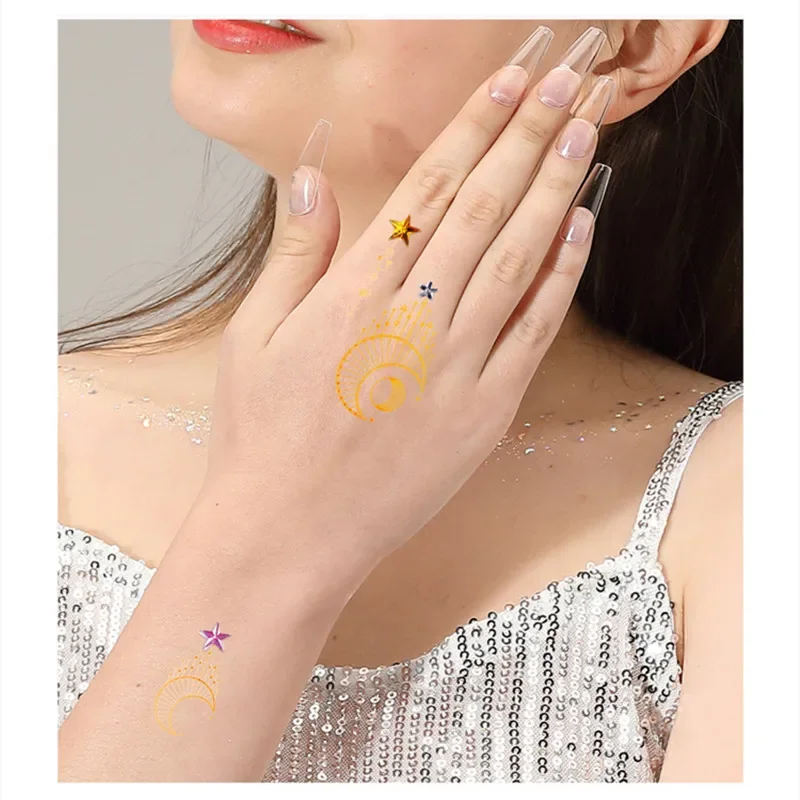 Gold Face Temporary Tattoo Waterproof Lasting Blocked Freckles Makeup Stickers Eye Decal Wholesale 2023 New Butterfly Stickers