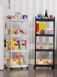 Bilashmart Household Multi layer Small Cart Storage Rack Floor To Floor Kitchen Bedroom Bathroom Storage Rack Storage Rack With Wheels