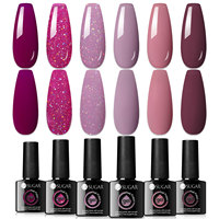 UR SUGAR 6Pcs Nude Pink Gel Nail Polish Set Glitter Colorful Semi Permanent UV Gel Kits DIY Nail Art Painting Varnish Manicure
