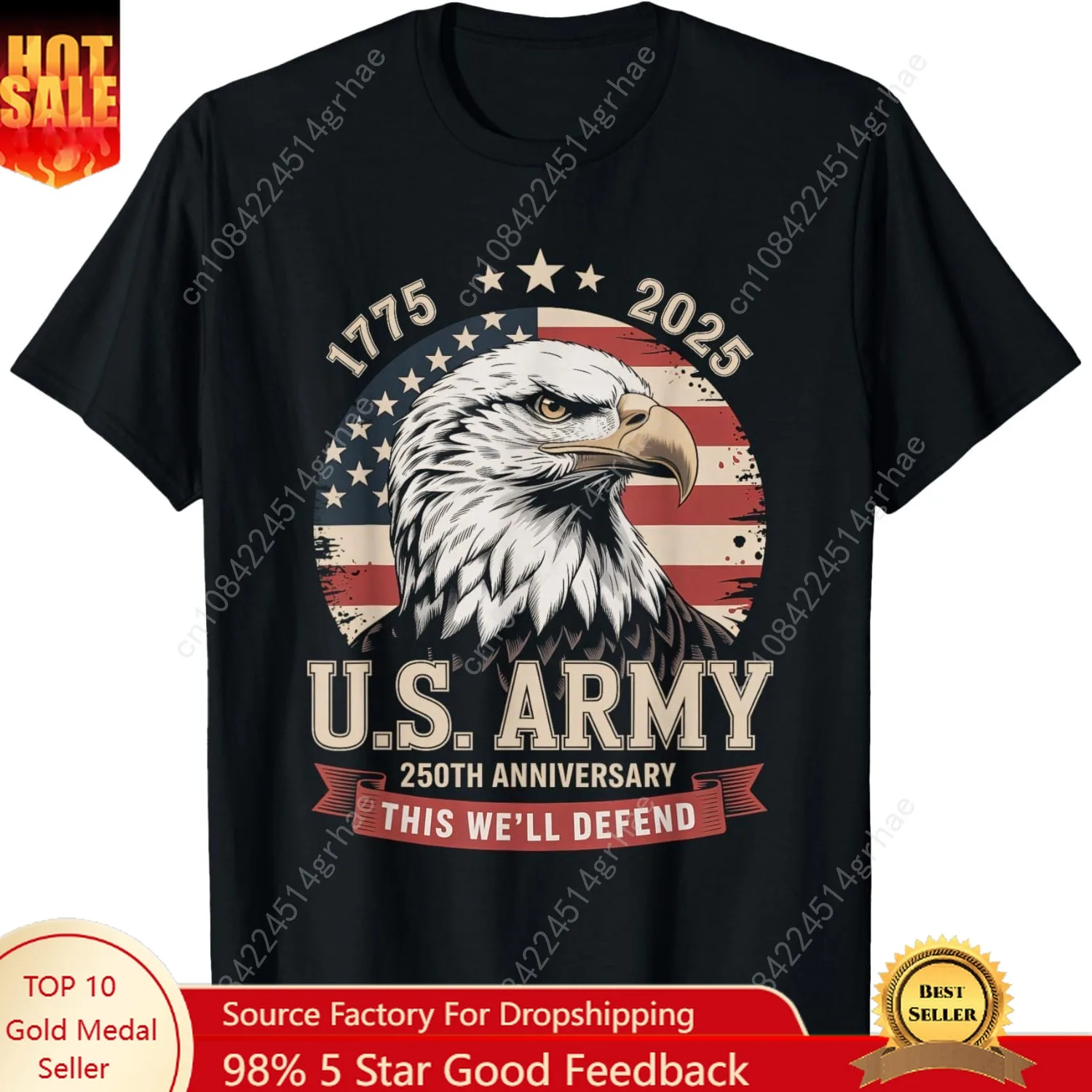 

United States Army 1775-2025 250th Anniversary We Defend T-Shirt