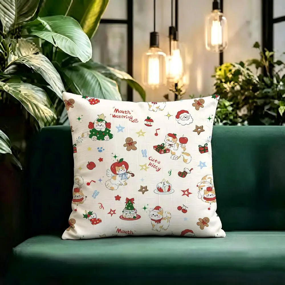 Trending Cute Bohemian Christmas Cushion Cover Linen Pillow Cover Invisible Zipper para Sofa Silla de Oficina