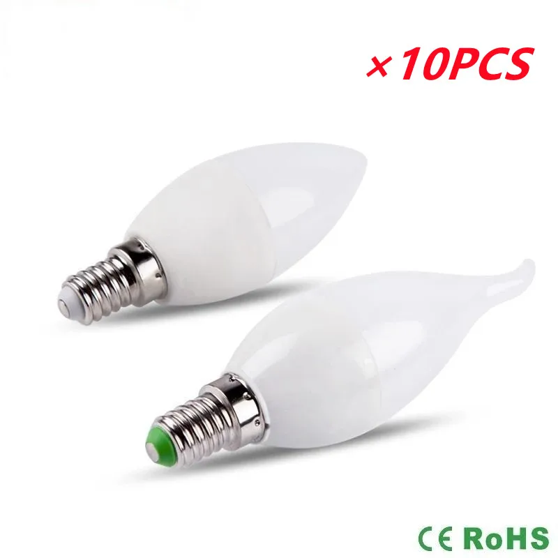 

10 Pieces/Lot E14 E27 LED Candle Light Bulb 7W 9W Indoor Lamp Warm/Cold White Home Decor Chandelier 220V 240V