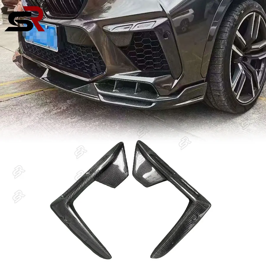 For BMW X5M F95 carbon fiber front bar fog lamp frame wind blade LD model fog lamp cover light cover modified auto parts