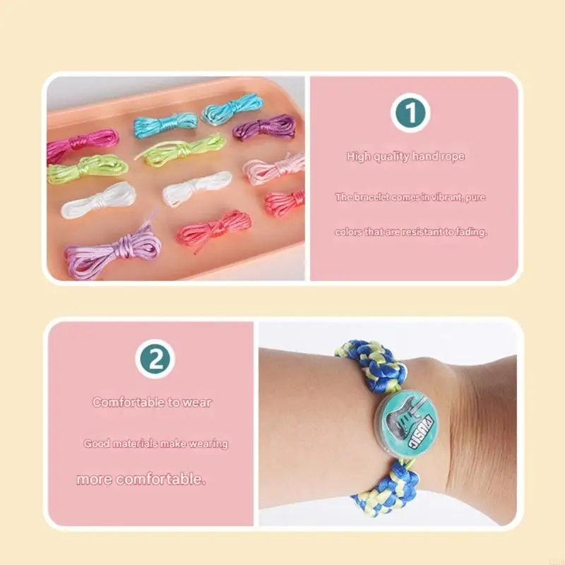 Pulseira educacional para crianças, kits artesanato tecelagem, criatividade e habilidades motoras finas por meio