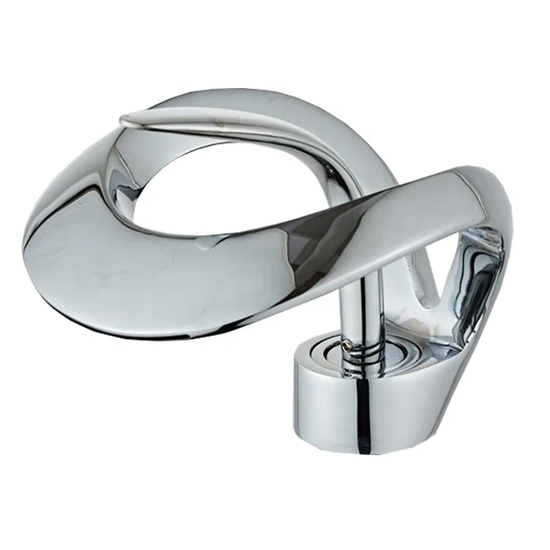 

Modern Face Wash Basin Vanity Sink Mixer Hot Cold Water Tap Brass Chrome Single Handle Unique Bathroom Waterfall Basin Faucet