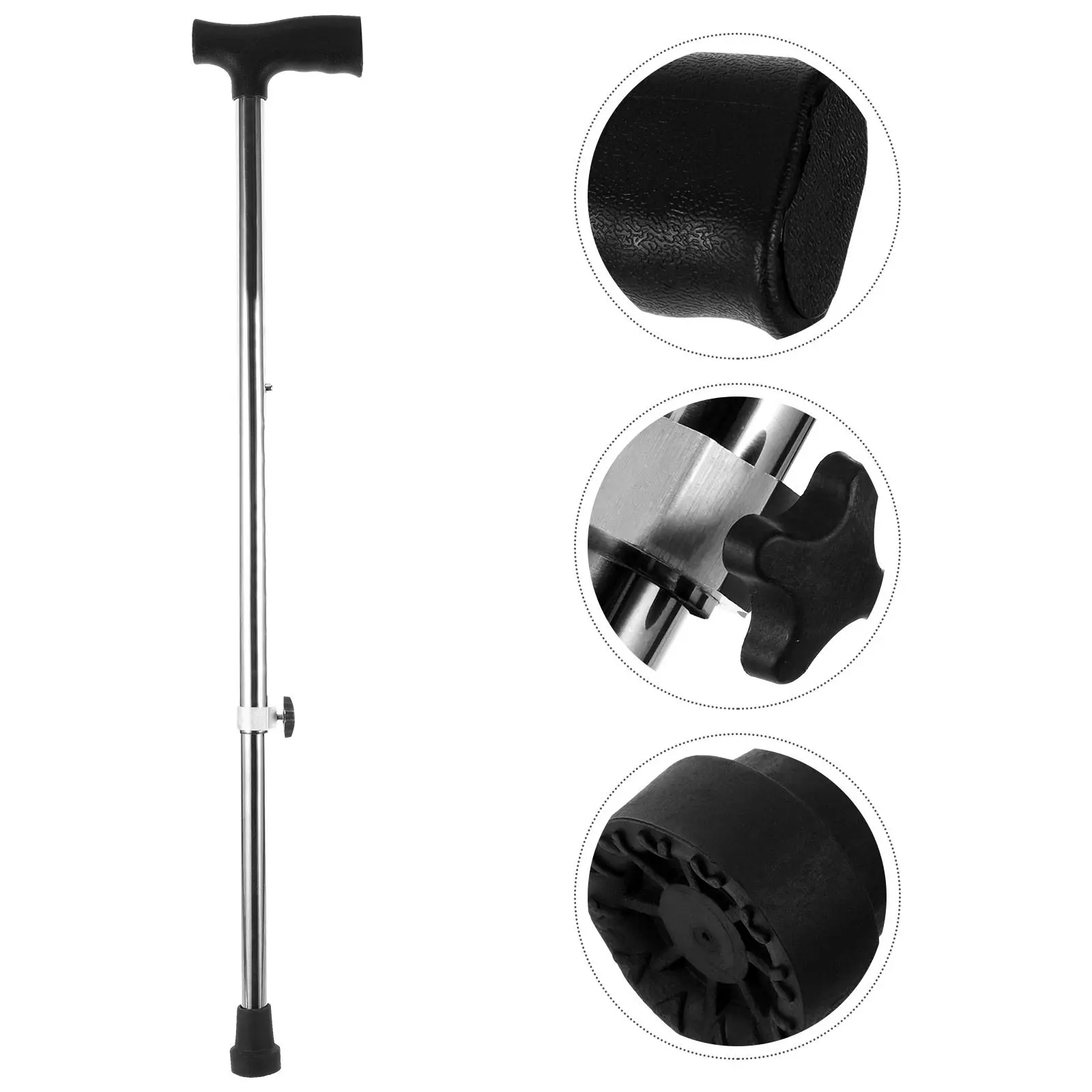 Portable Stainless Steel Walking Stick For Elderly Walking Aid Wound Adjustable Detachable Cane Trekking Pole Nonslip