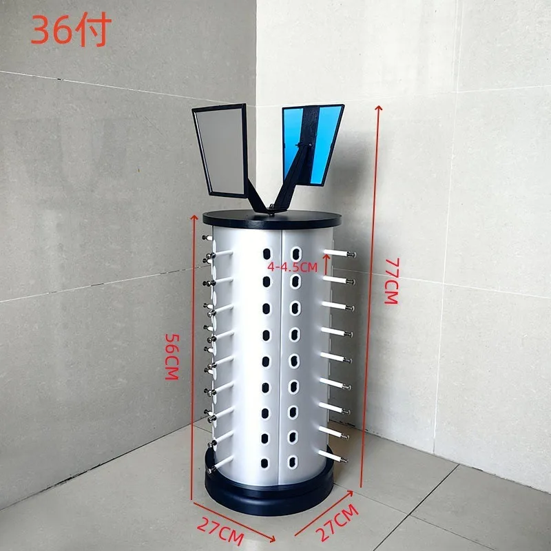 Rotating Sunglasses Display Rack Counter Top Aluminum Composite Board with Mirror Round and Square Shapes Sturdy Durable