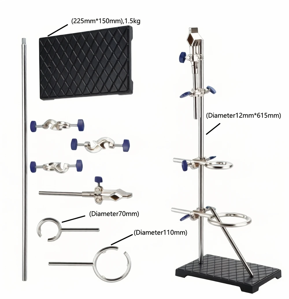 Lab Retort Stand Set with Clamps & Rings - Heavy Duty Lab Support Stand Kit 615mm Z0111