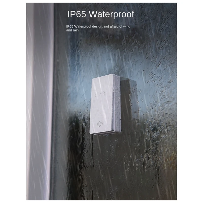 Bel pintu nirkabel, bel pintu nirkabel tahan air bertenaga sendiri 38 lagu, bel pintu luar ruangan rumah dengan tampilan suhu