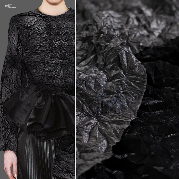 Gradient Special Pleated Pressed Fabric for Soft Texture DIY Sewing Shirt Dress Clothing Fashion Designer Cloth Material