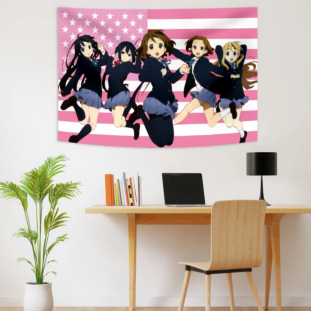 Japanese K-On！ Anime Tapestry Kawaii Decorate Hippie Wall Hanging Bohemian Mandala Teen Girl Bedroom Dorm Decor Cute Gift Flags