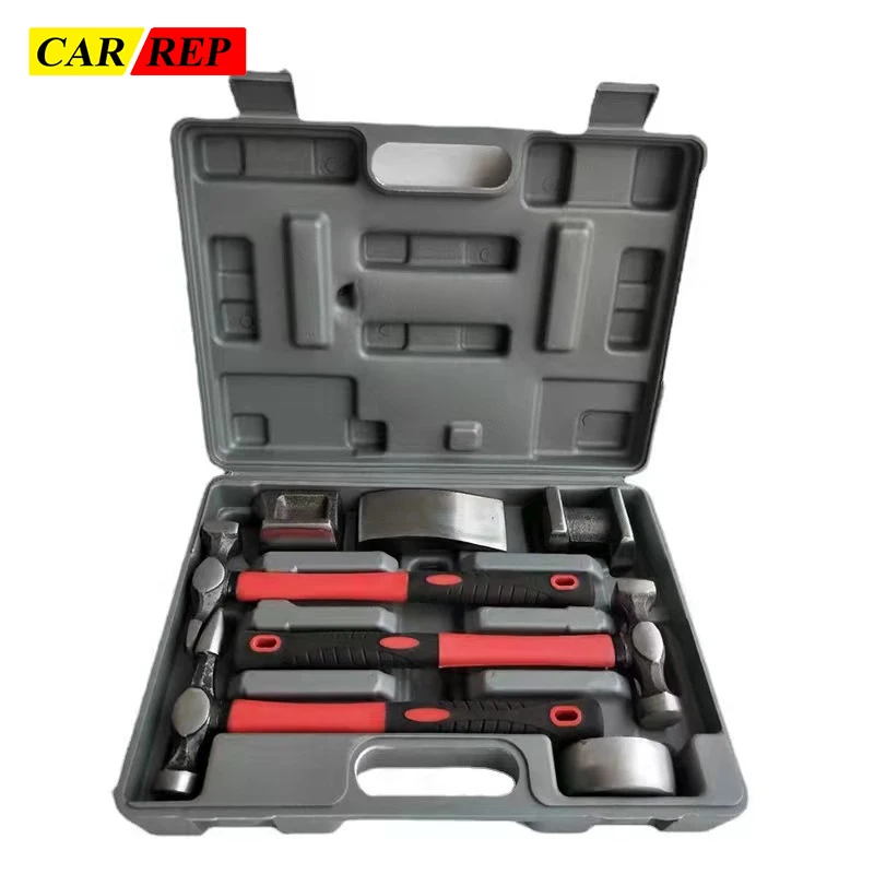 

Car body panel, golden concave repair tool, metal sheet, hammer assembly, flat head, horn tool