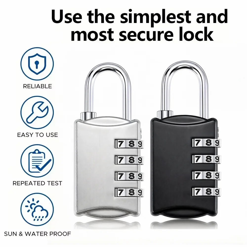 4 Number Combination Lock Zinc Alloy Weatherproof Padlock for Luggage Suitcase Backpack Fridge Cabinet Toolbox Security Lock