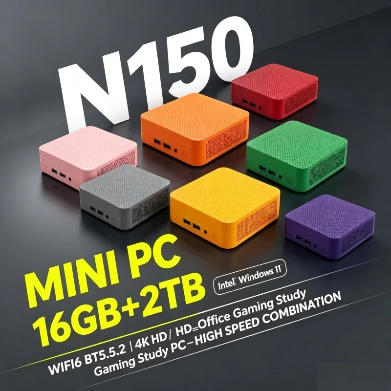 Gaming Mini PC Intel N150 Windows11 16GB RAM Optional 1TB‑2TB SSD WiFi 6 BT5.2 Portable Mini Desktop Host For Office Home Gamer
