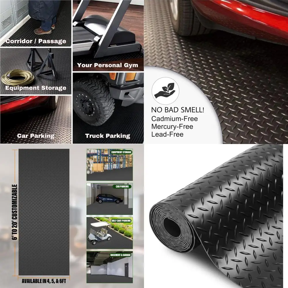 

Утолщенный черный гаражный коврик толщиной 2,8 мм, сверхпрочный, водонепроницаемый и грязеотталкивающий, для парковки или использования с гольф-карами