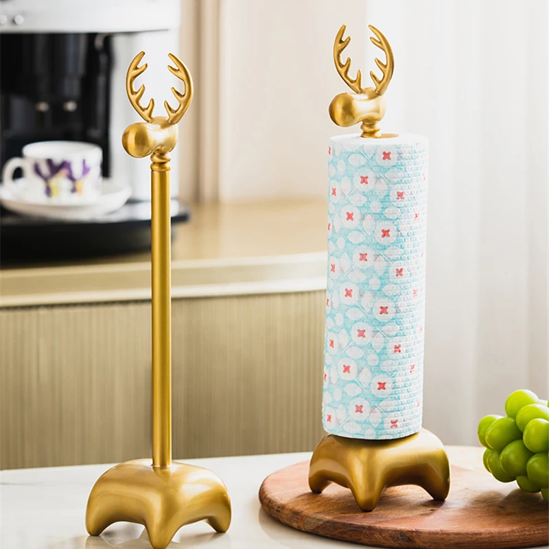 

Brass Kitchen Tissue Case Deer Head Roll Paper Storage Rack Diningtable Napkin Holders Organizer Home Decoration Ornaments