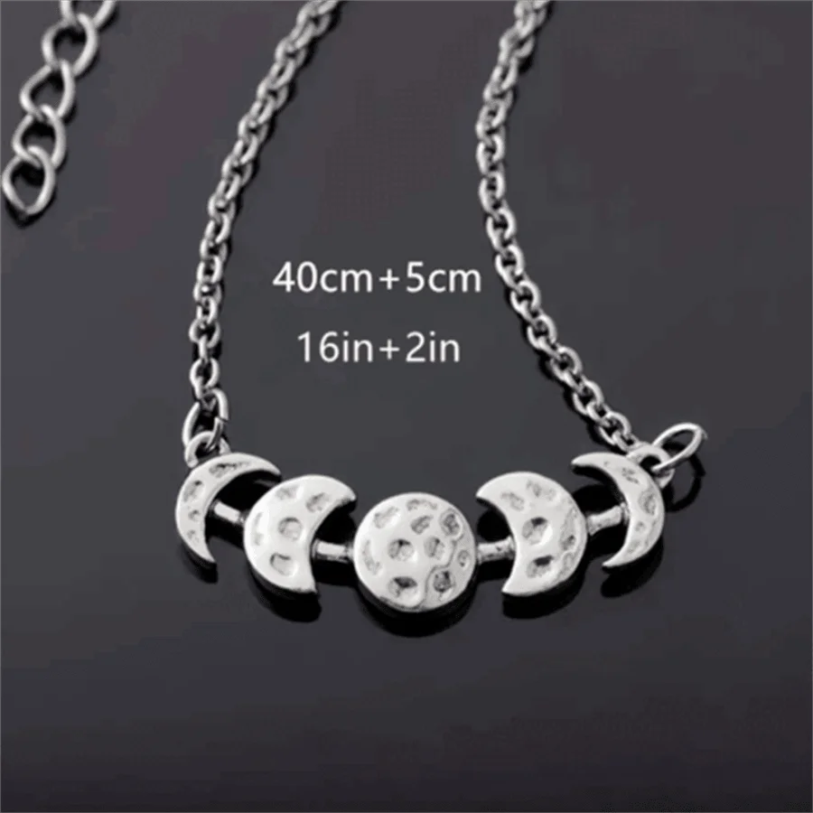 Vintage Creative Moon Phase Pendant Necklace For Women Fashion Jewelry