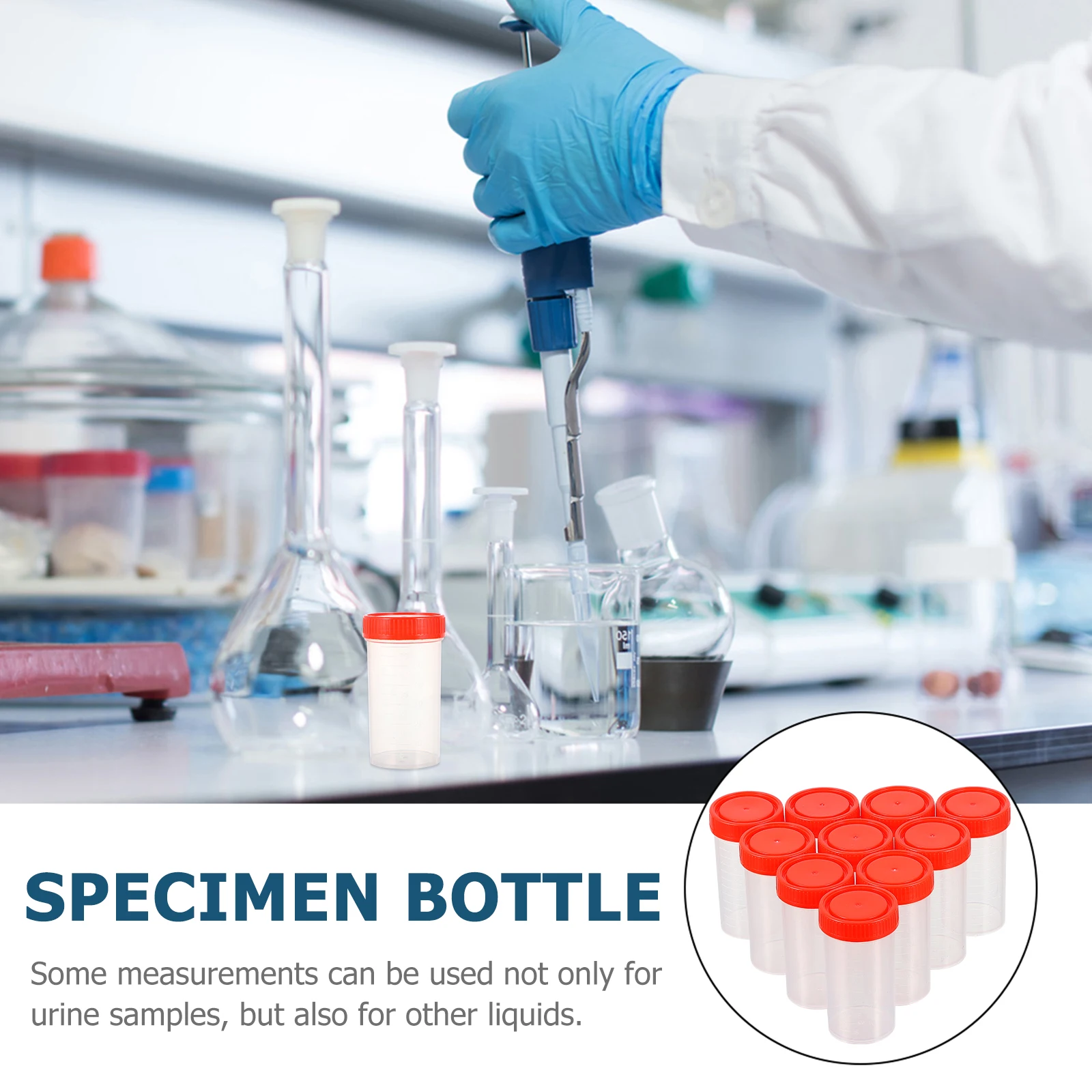 

10 Pcs Sampling Bottle Plastic Sample Bottles Clear Laboratory Vial Red Storage Practical