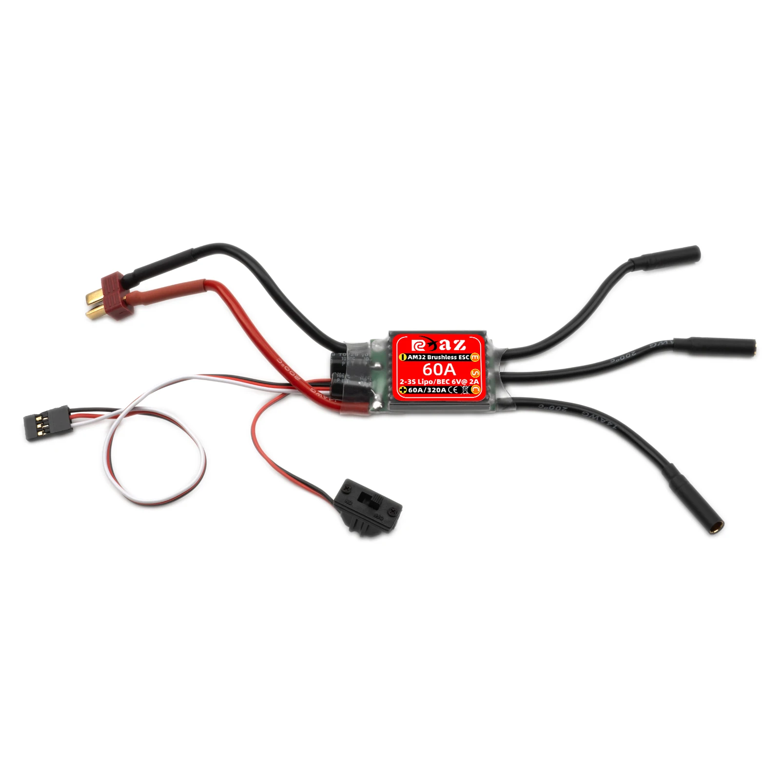 RCXAZ AM32 60A Brushless ESC Electronic Speed Controller ESC กันน้ําสําหรับ 1/10 RC รถโปรแกรมด้วย SUB RC ESC