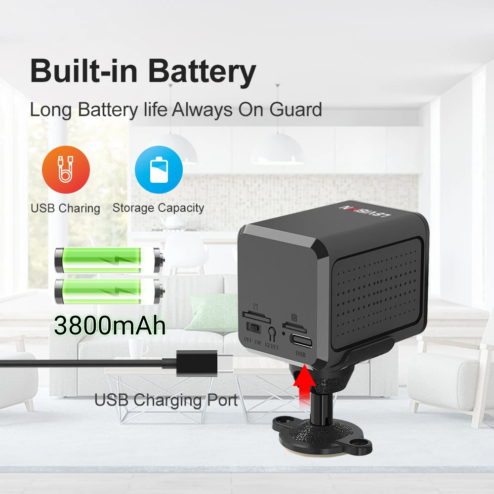 LS VISION 5MP 4G SIM Mini Camera Wireless Wifi IP Cameras Humanoid Detection Battery Power CCTV Home Surveillance Camera Ubox