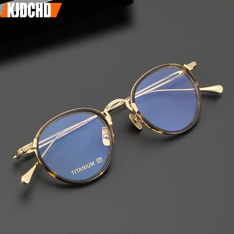 

High Quality Titanium Retro Round Glasses Frame for Men Women Vintage Optical Myopia Eyeglasses Classic Full Rim Eyewear Male