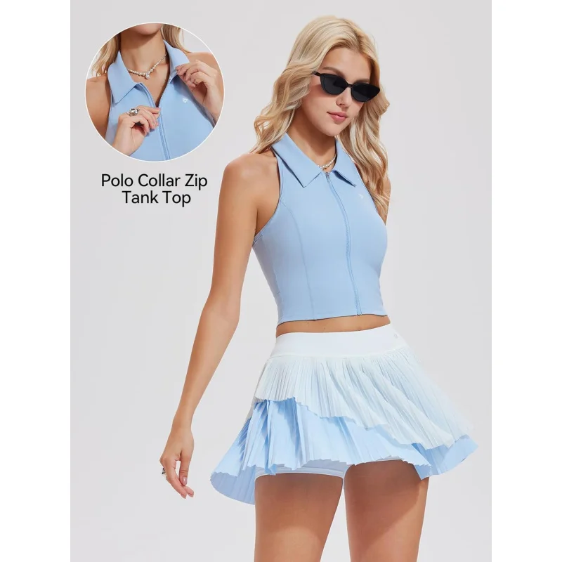 SharpStar Tennis Skirt Sets for Women Pleated Skirt Athletic Set Polo Sleeveless Shirt Matching Golf Dress with Shorts