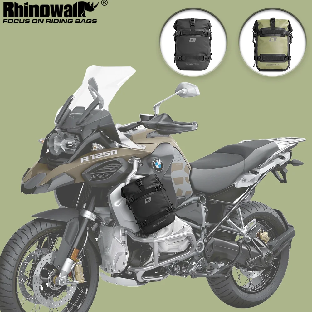 Rhinowalk Motorcycle Bumper Bag 6L Waterproof Motor Fuel Tank Bag Frame Crash Bar Bumper Pack Portable Outdoor Travel Backpack