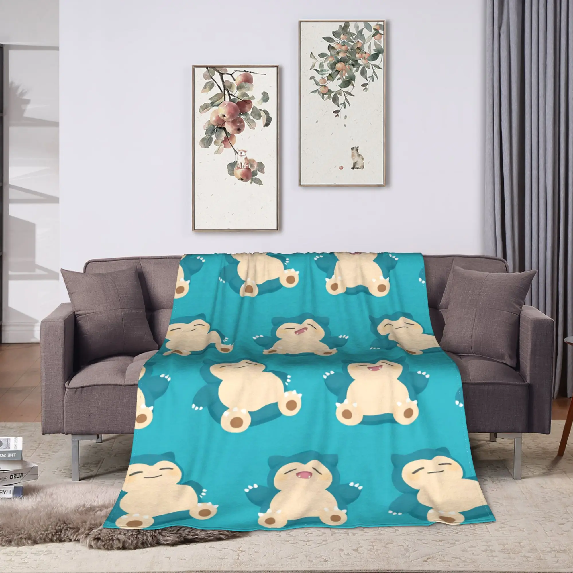 Snorlax More Sleep Please Blanket  Warm Fluffy Plush Throw Blanket For Couch Chair Picnic Flannel Bedspread Bed Cover