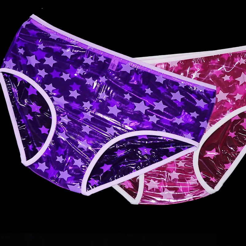 Glossy PVC Underwear Men Women Transparent Plastic Briefs Thin Triangle Shiny Sissy Panties Smooth Couple Erotic Bikini Lingerie