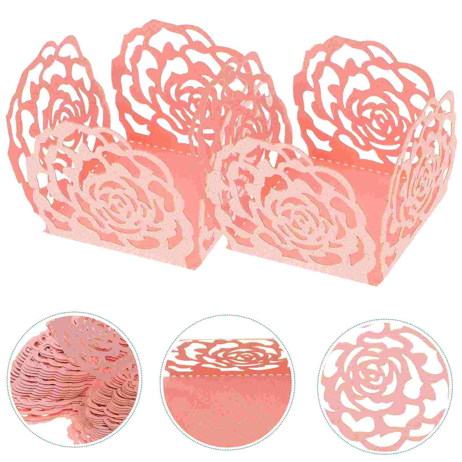 50 Pcs Chocolate Tray Pink Cup Storage Lining Packing Cups Wrapping Paper Decorative Wrapper Baby