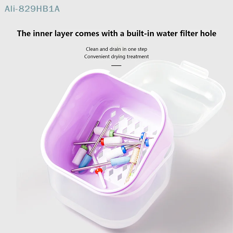 Portable Alcohol Disinfection Filter Cleaning Box Nail Art Drill Bits Grinding Head Disinfection Box Manicure Sterilization Tool