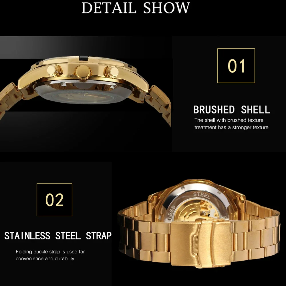 FORSINING الكلاسيكية الرجال الهيكل العظمي التلقائي ساعات آلية مؤشرات مضيئة الصلب الرياضة العصرية رجل ساعة اليد Hombre Relojes