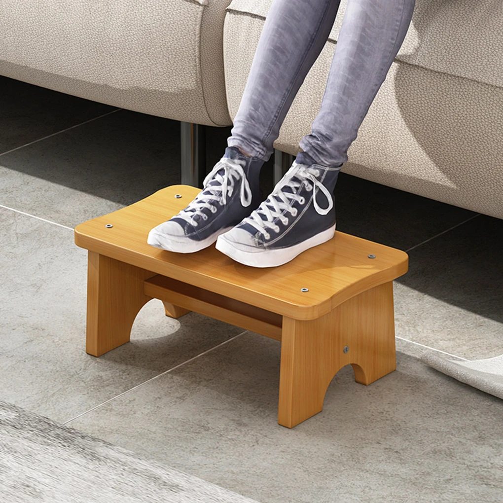 Bamboo Wood Made Foot Stool for Bedside Vintage Wood Step Stool Mini Get Up Anti Slip Bedroom Bathroom Kitchen For Adults Kids