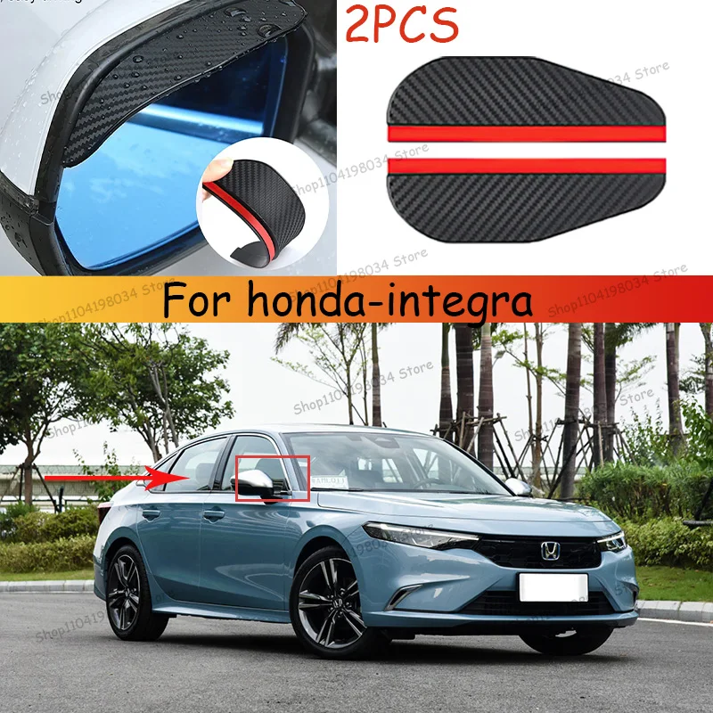

For honda-integra Car 2PCS Carbon Fiber Sun Visor Shade Cover Car Rearview Mirror Rain Eyebrow Protector Clear Vision