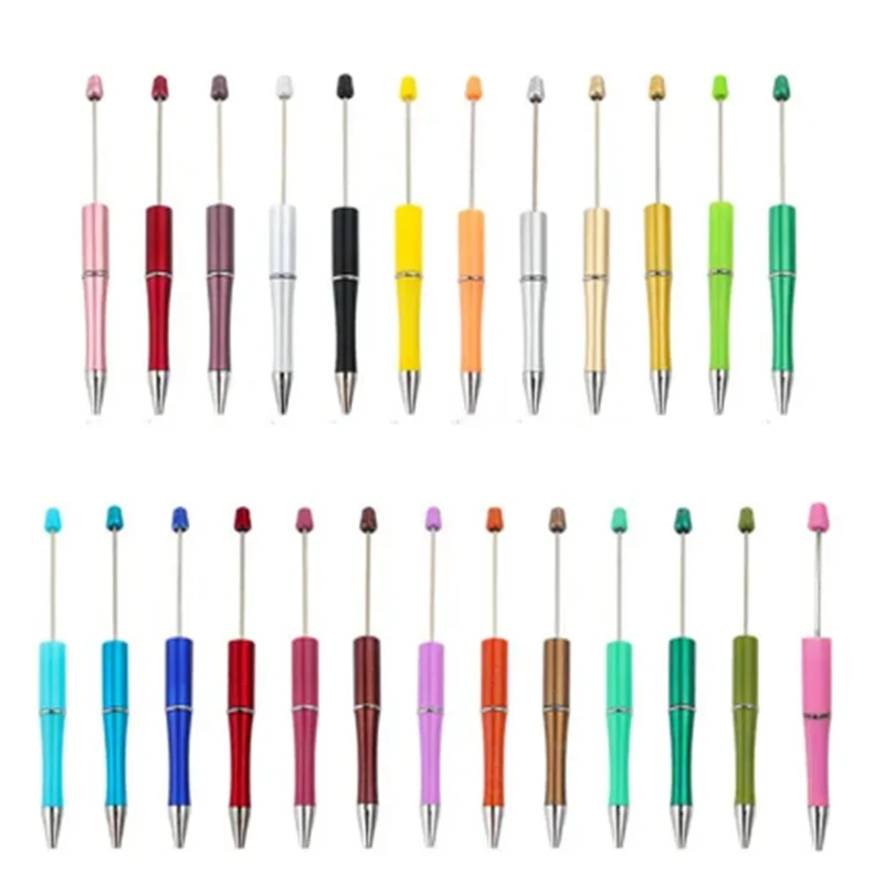 

30pcs Plastic Beadable Pen Creative DIY Beads Ballpoint Pen With Black Ink Stationery School Office Supplies Gift