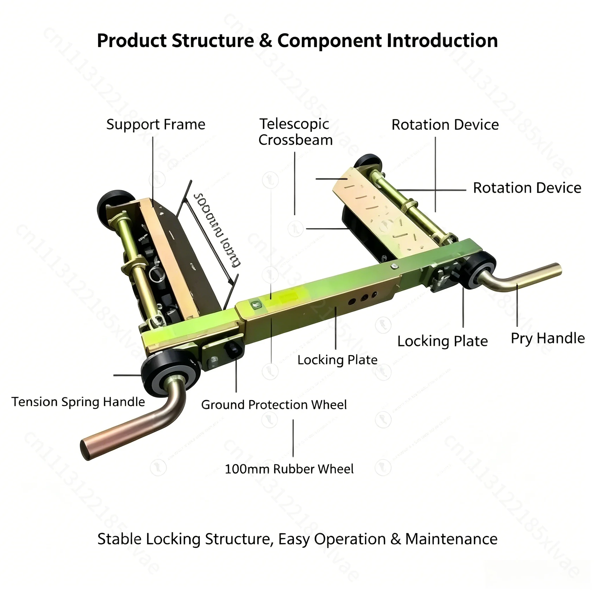 3 Ton Four Wheel Lever Manual Car Moving Trolley Convenient Vehicle Positioning Equipment