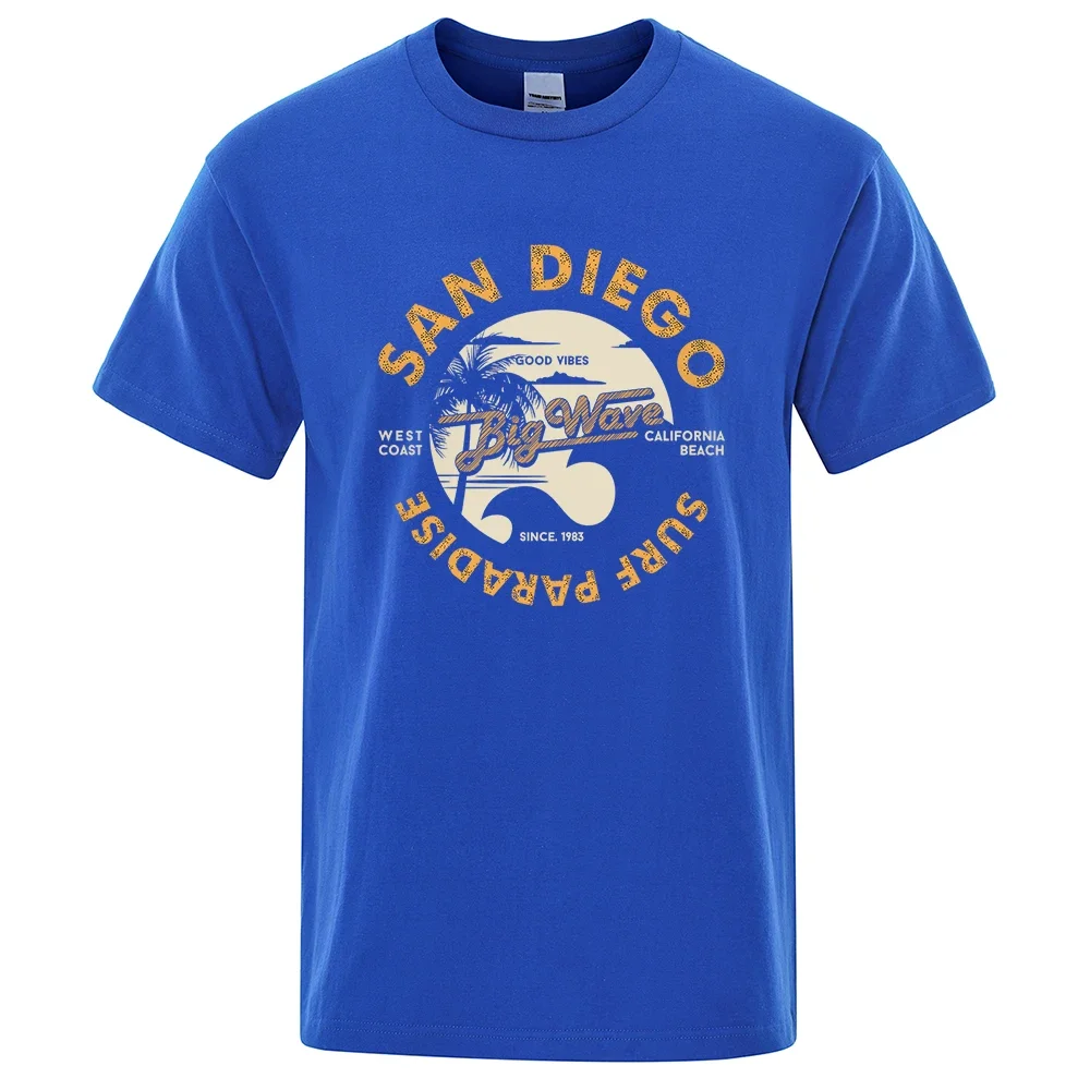 San Diego Surf Paradise, West Coast Of California Men Women Tshirt Loose Cotton T Shirt Breathable Clothes Oversize Casual Tees