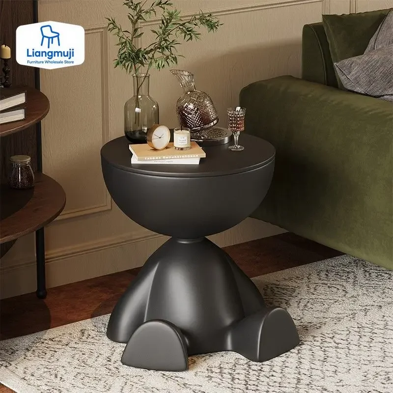 1pc Modern Round Matte Finish Side Table - Small Storage Rack Stool for Living Room, Bedside Nightstand, Minimalist Coffee Table