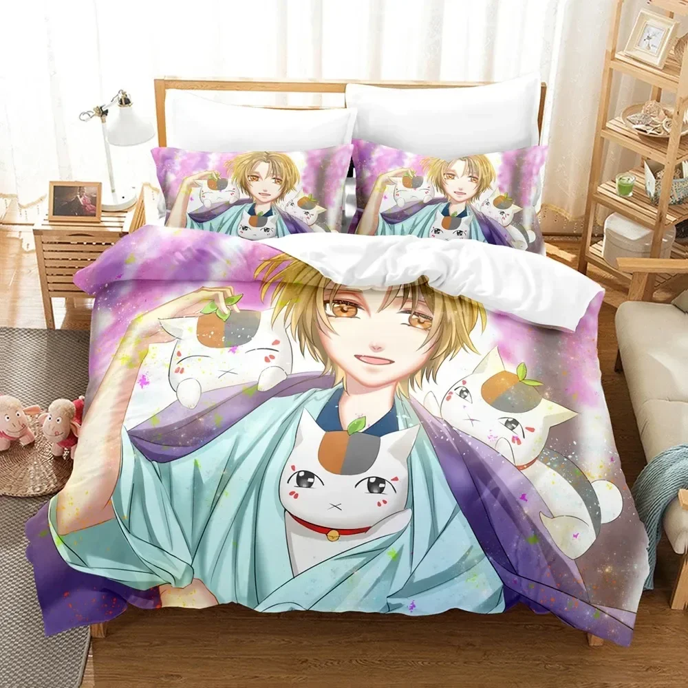 Natsume's Book of Friends Anime 3D Duvet Cover Bedding Set Polyester Pillowcases Quilt Cover Home Decor Gift Twin King Queen