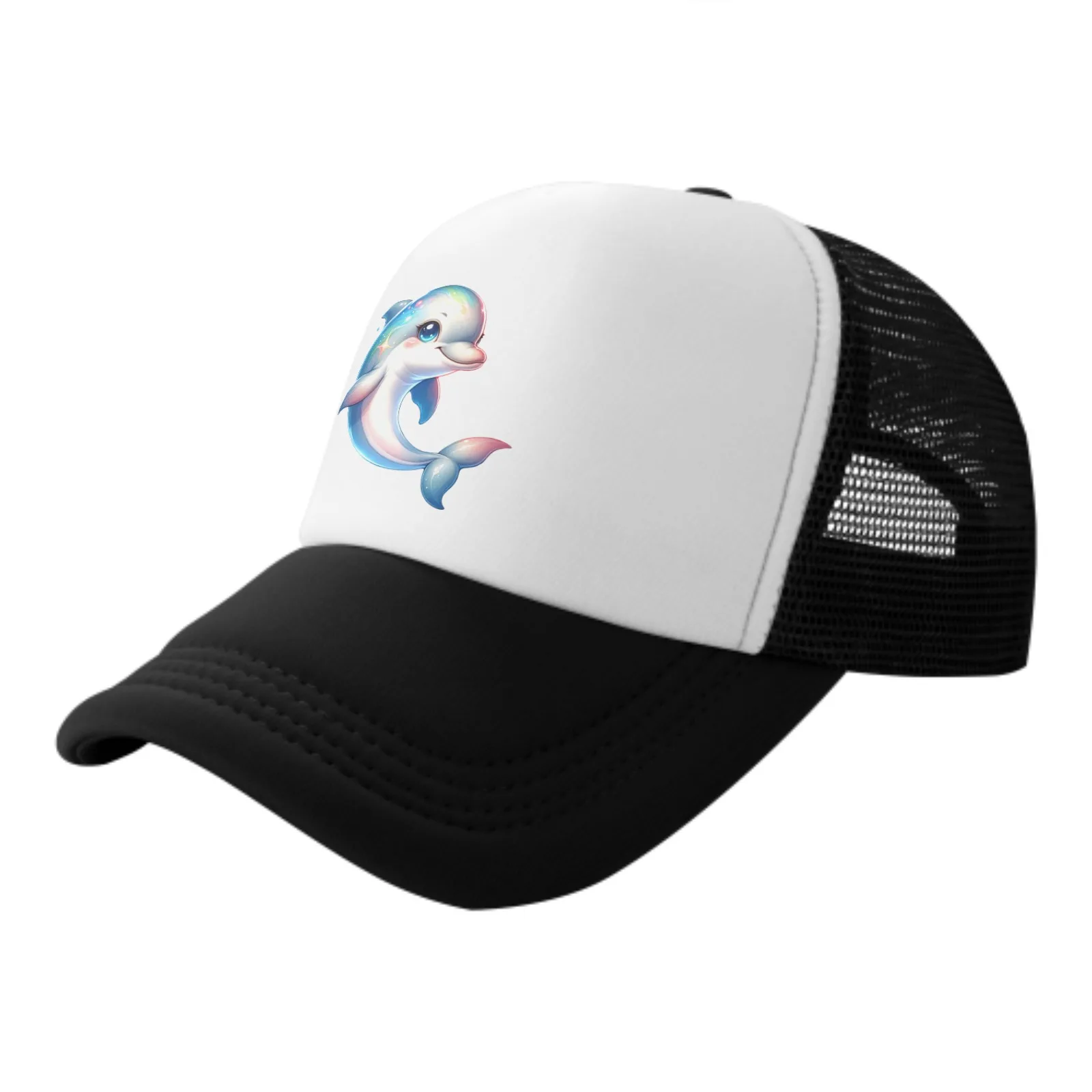 

Dolphins Print Mesh Baseball Cap Trucker Hats Sports Outdoor Adjustable Washed Snapback Dad Hat