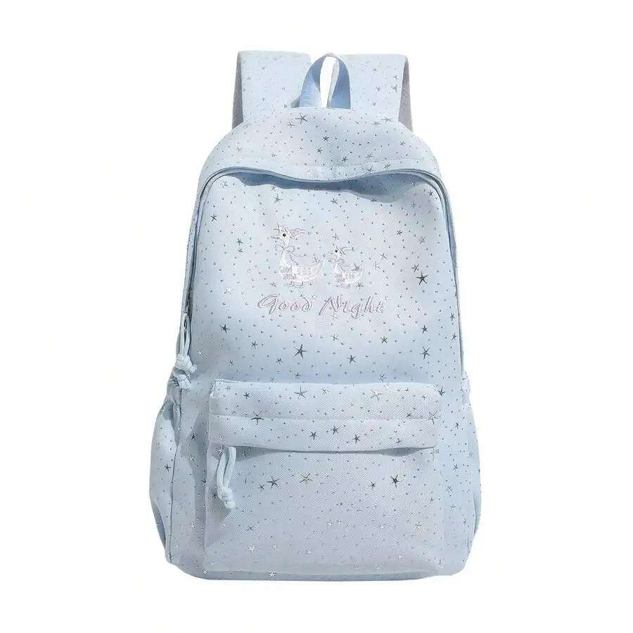 Men's Multi-Compartment Nylon Letter Print Backpack, Fits 15.6-Inch Business Laptop, Multi-Pocket Lightweight School Bag, Large