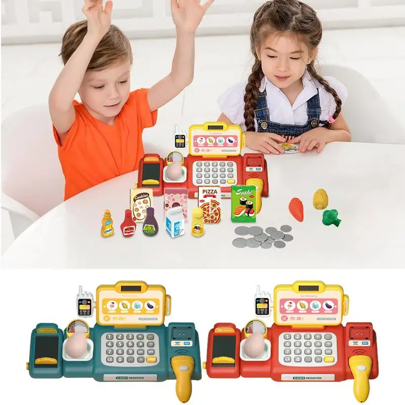 Registratore di cassa Playset per bambini finta di giocare a soldi giocattoli 37 pezzi giochi di imitazione giocattoli giocattolo per l'apprendimento Playset regalo sviluppa la matematica precoce